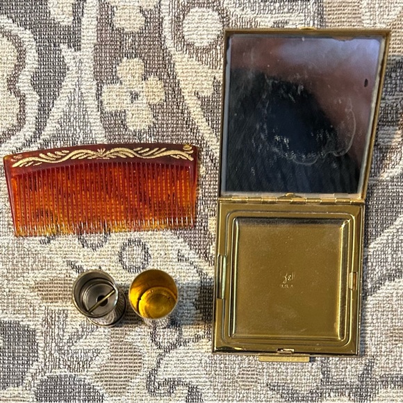 Vintage Zell 5th Avenue Carryall Clutch Powder Compact Lipstick Comb Minaudiere - Picture 14 of 16